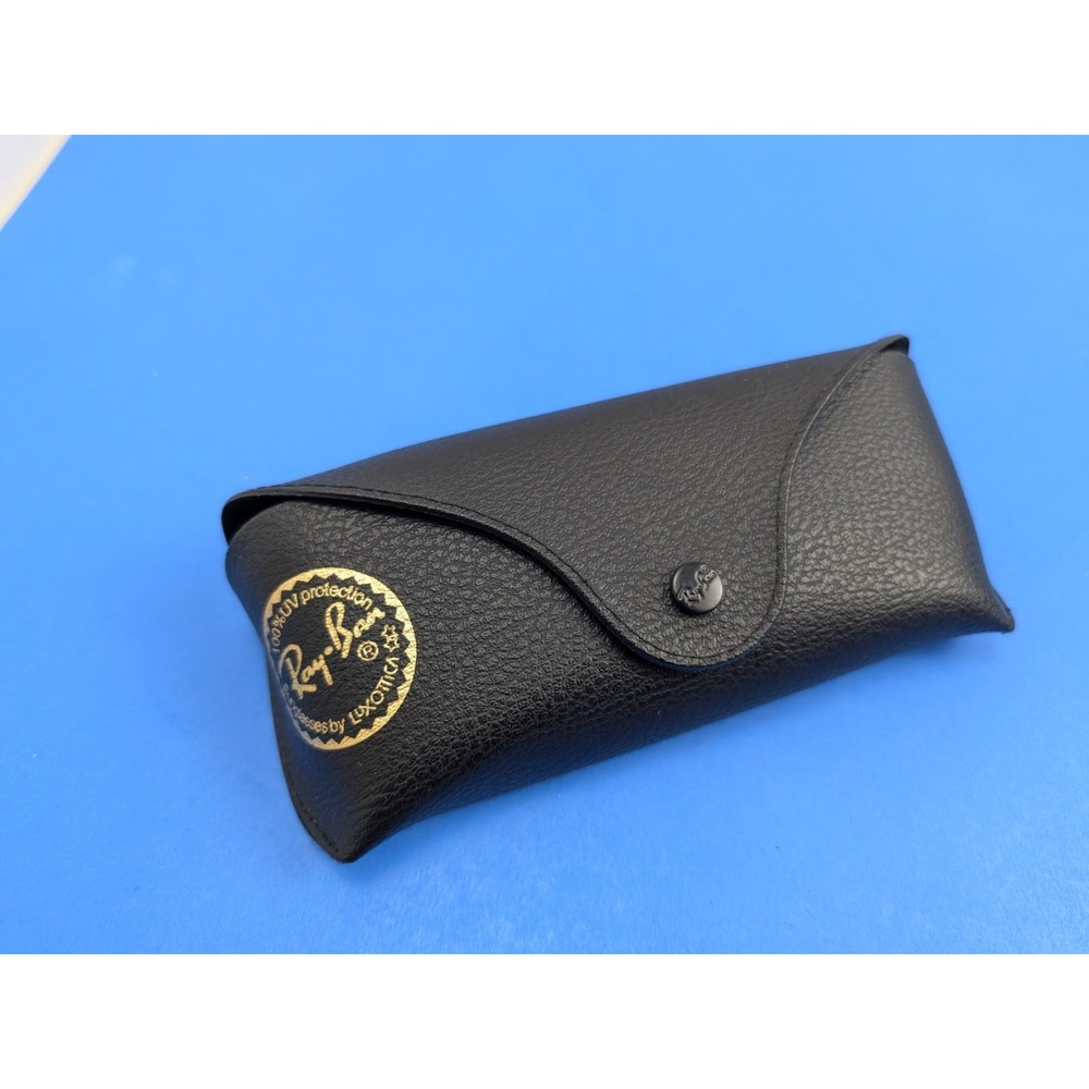 Ray Ban Black Faux Leather Semi Soft Sunglasses Or Eyeglasses Case W/Cloth